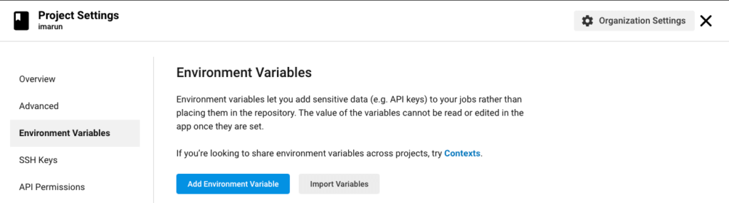 Circleci environment variable 